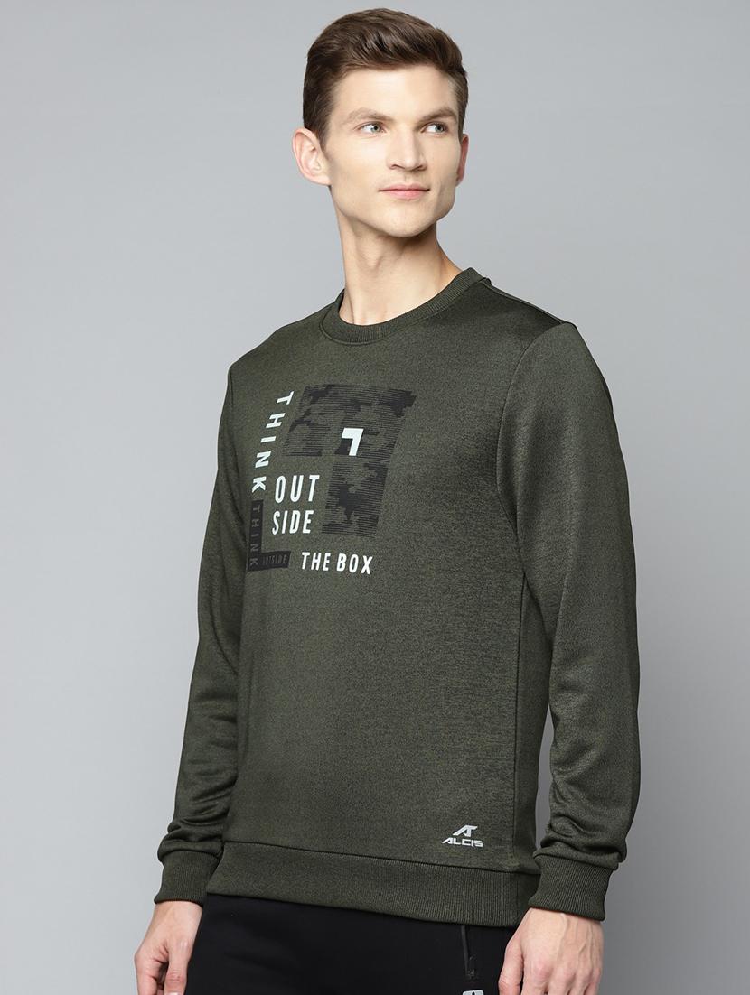 olive-green chest print sweatshirt - 18387159 - Standard Image - 1
