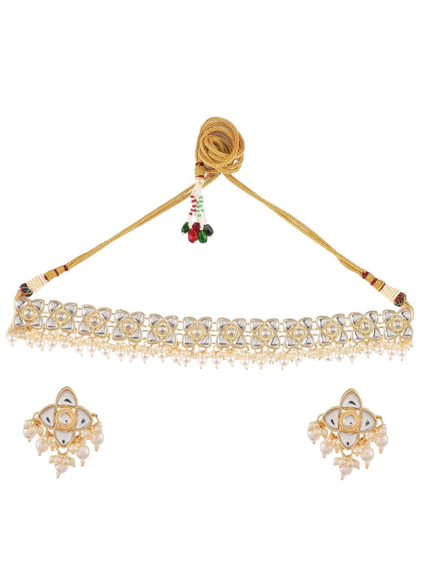 white brass necklaces and earring - 18387597 - Zoom Image - 0
