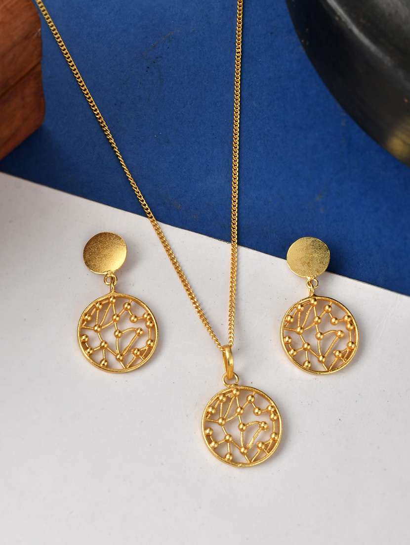 gold brass necklaces and earring - 18387644 -  Standard Image - 1