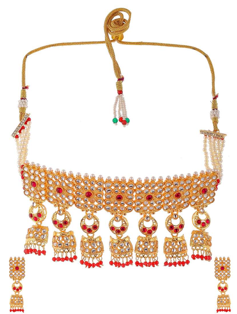 red brass necklaces and earring