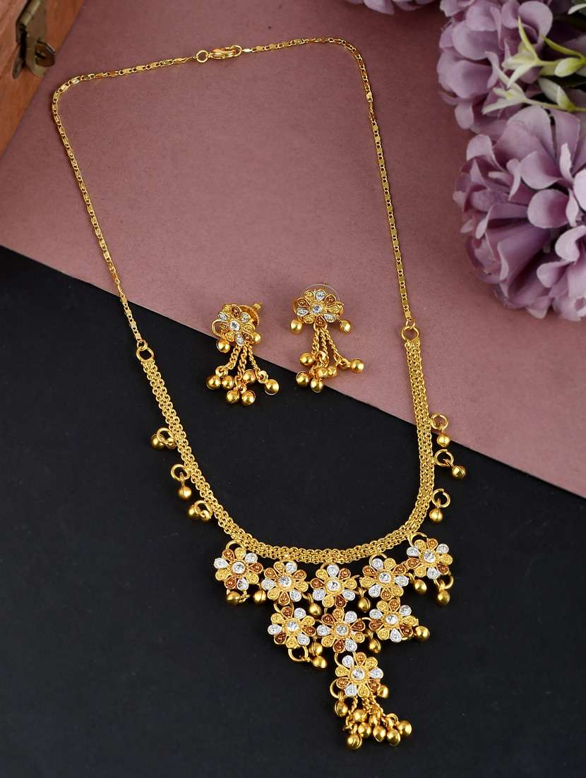 gold brass necklaces and earring - 18387652 -  Standard Image - 1