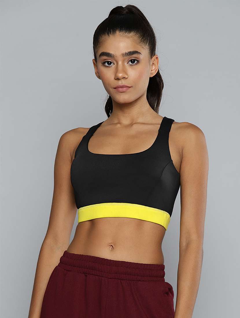 round neck solid sports bra