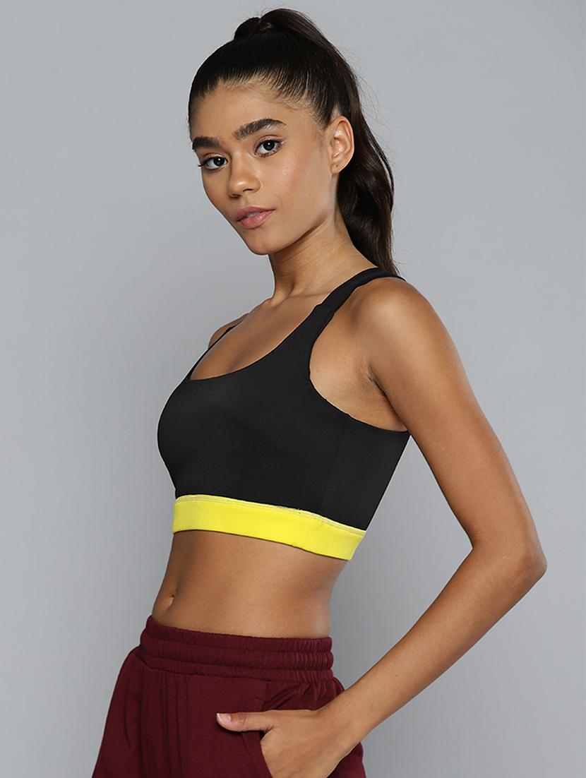 round neck solid sports bra - 18387661 - Standard Image - 1