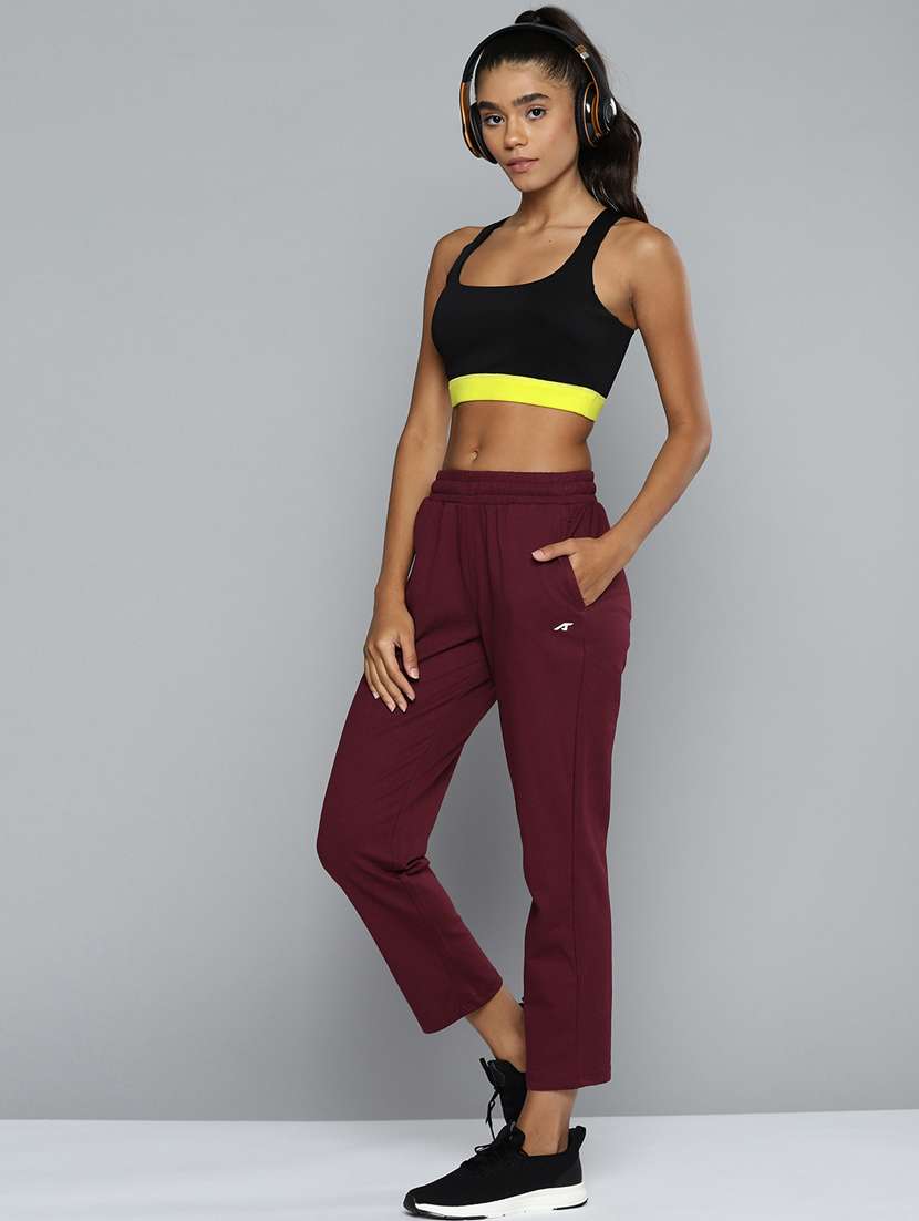 mid rise solid track pant