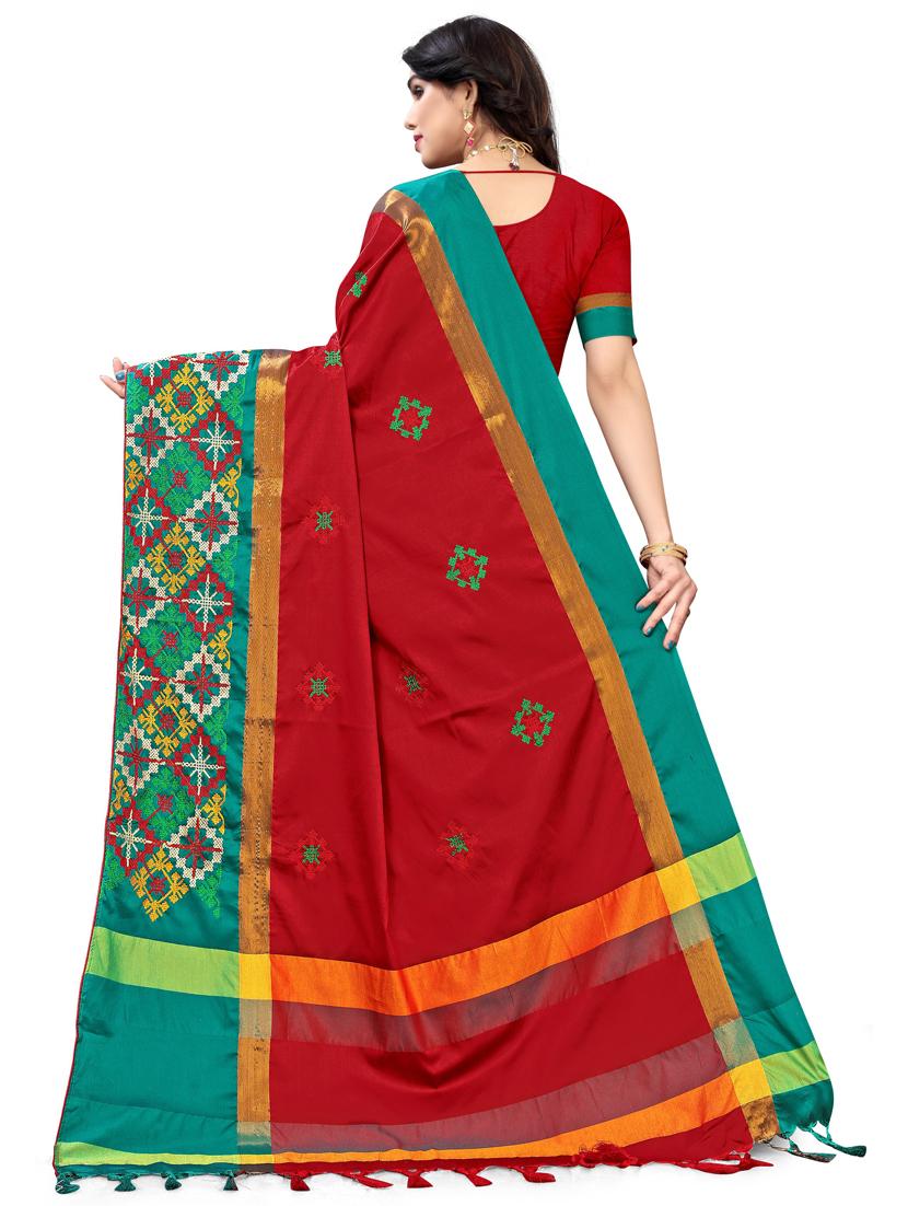 women's embroidered saree with blouse - 18388226 - Standard Image - 1