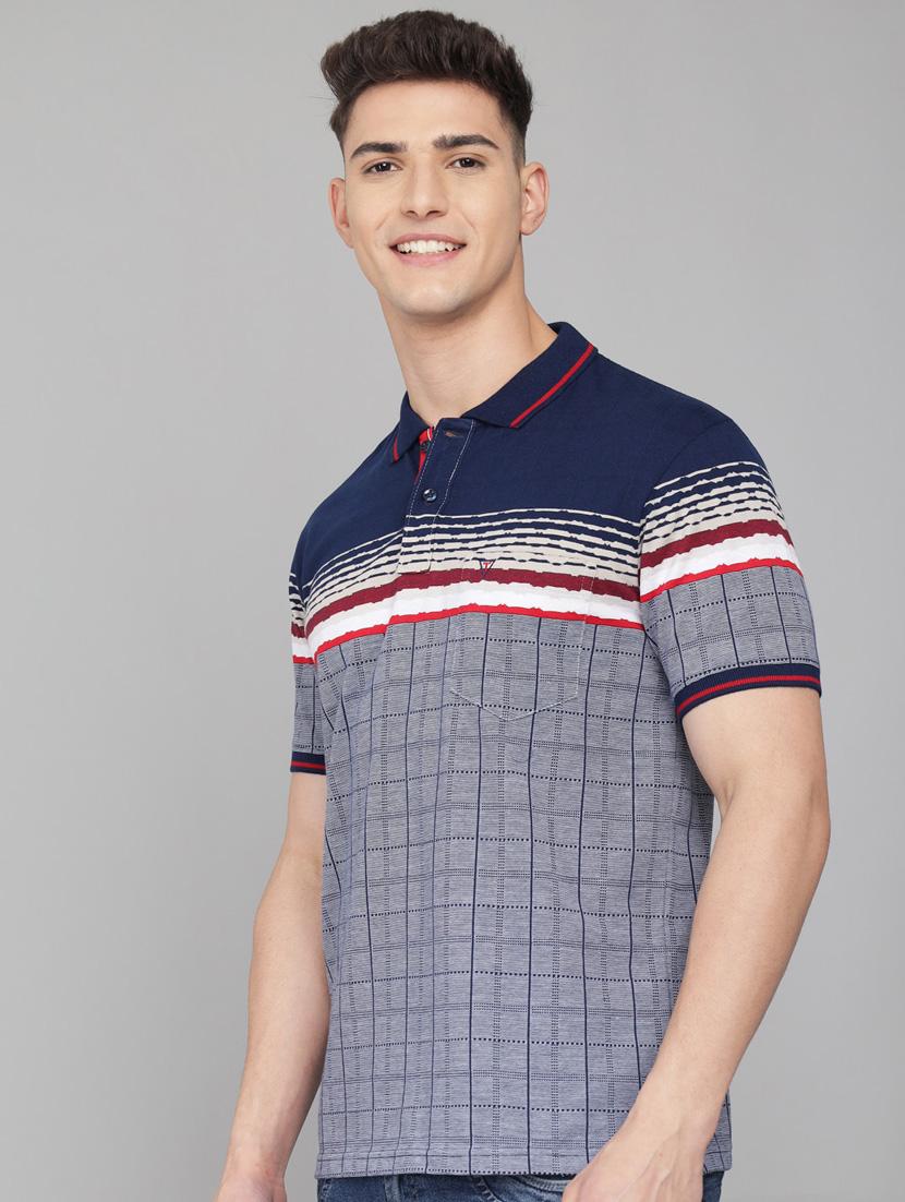 navy-blue printed polo t-shirt - 18388248 -  Standard Image - 1