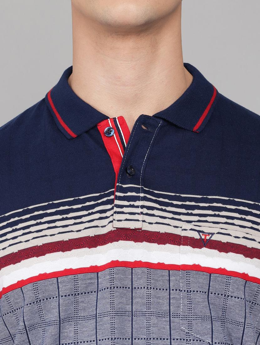 navy-blue printed polo t-shirt - 18388248 - Standard Image - 4