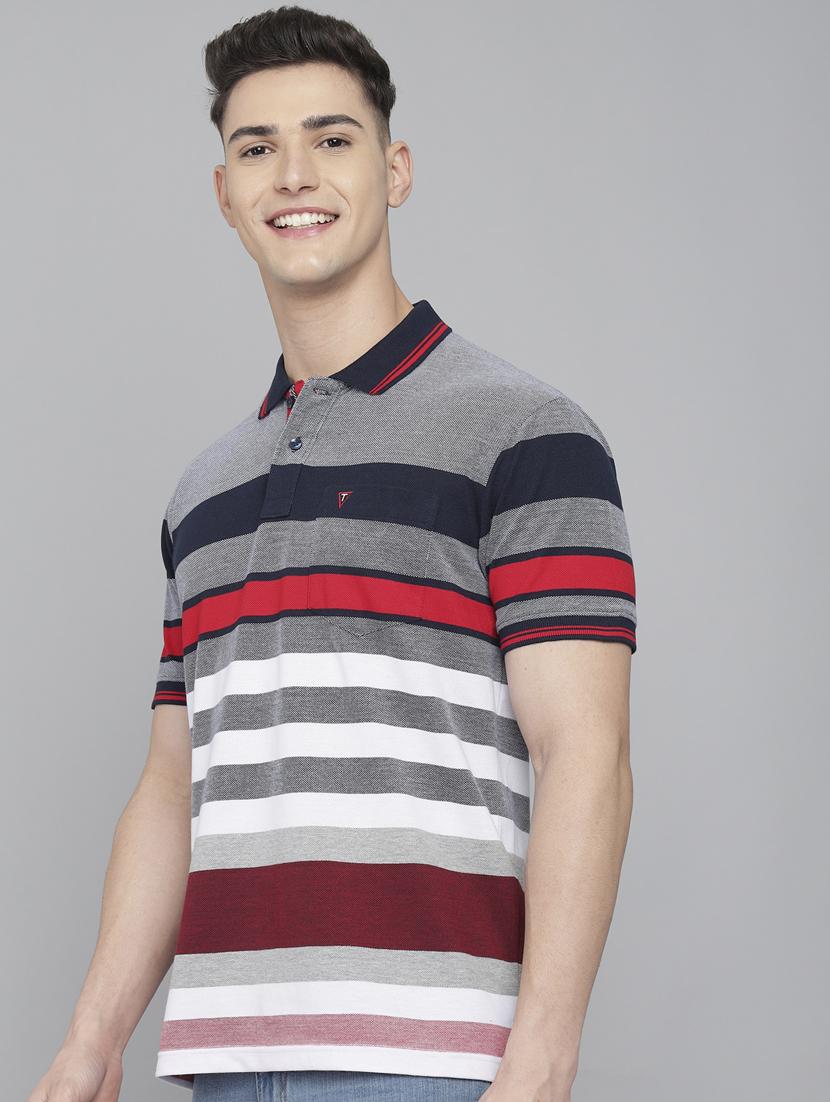 grey striped polo t-shirt - 18388249 -  Standard Image - 1