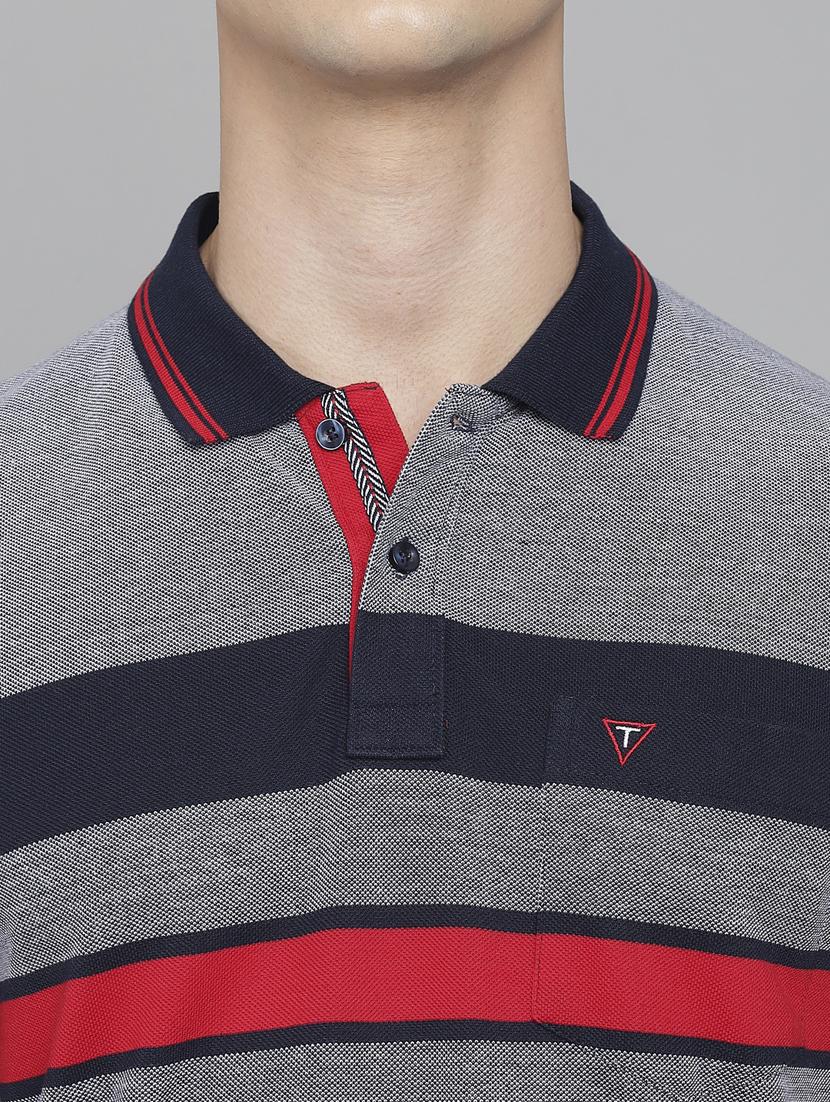 grey striped polo t-shirt - 18388249 - Standard Image - 4