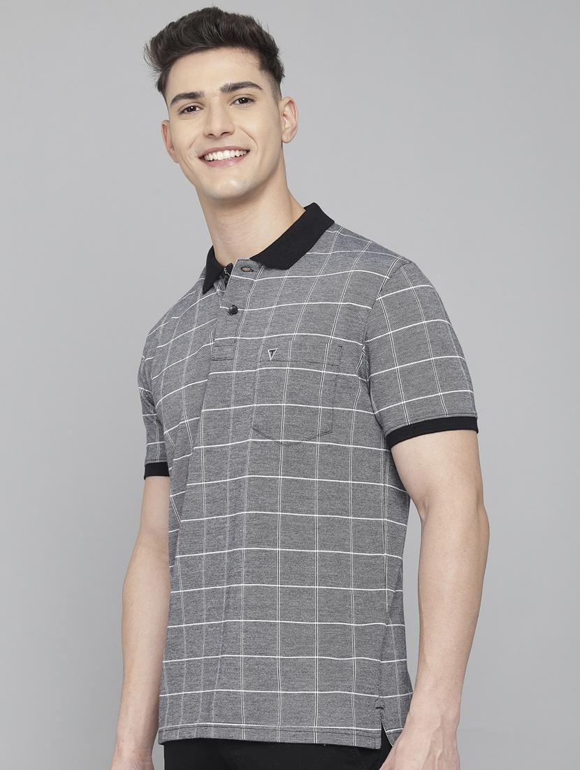 grey checkered polo t-shirt - 18388251 - Standard Image - 1