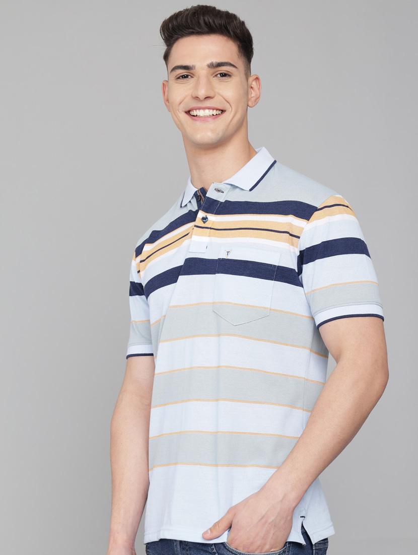 light-blue striped polo t-shirt - 18388254 - Standard Image - 1