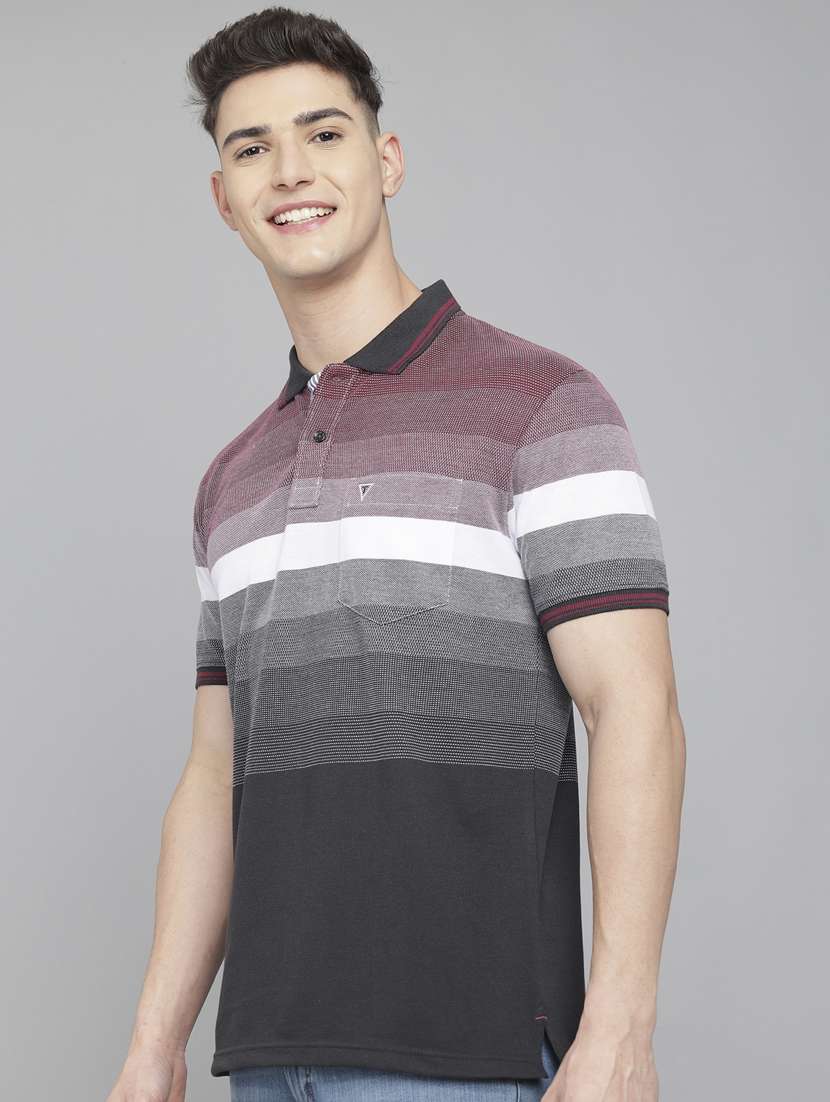 grey striped polo t-shirt - 18388256 -  Standard Image - 1