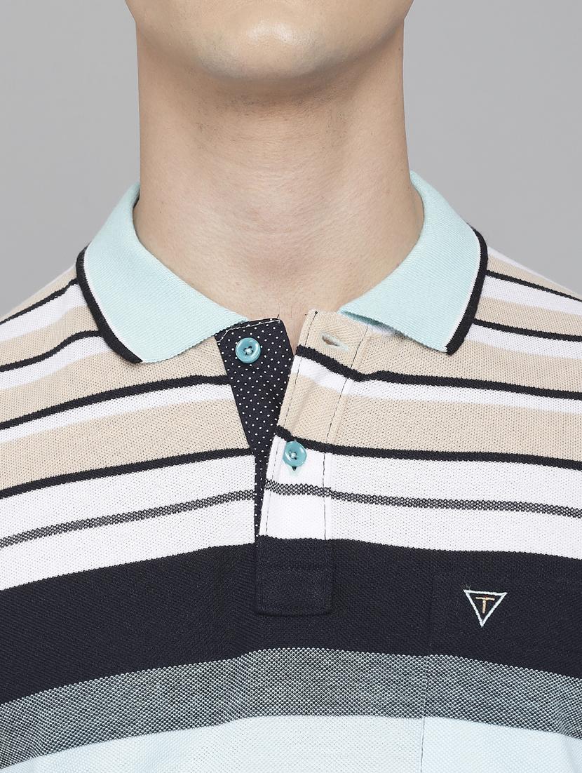 sea green striped polo t-shirt - 18388260 - Standard Image - 4