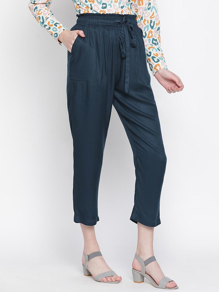 tie front solid peg trouser - 18388371 - Standard Image - 1