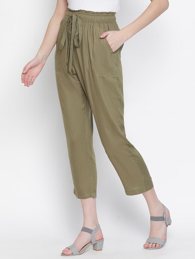 tie front solid peg trouser - 18388372 - Standard Image - 1