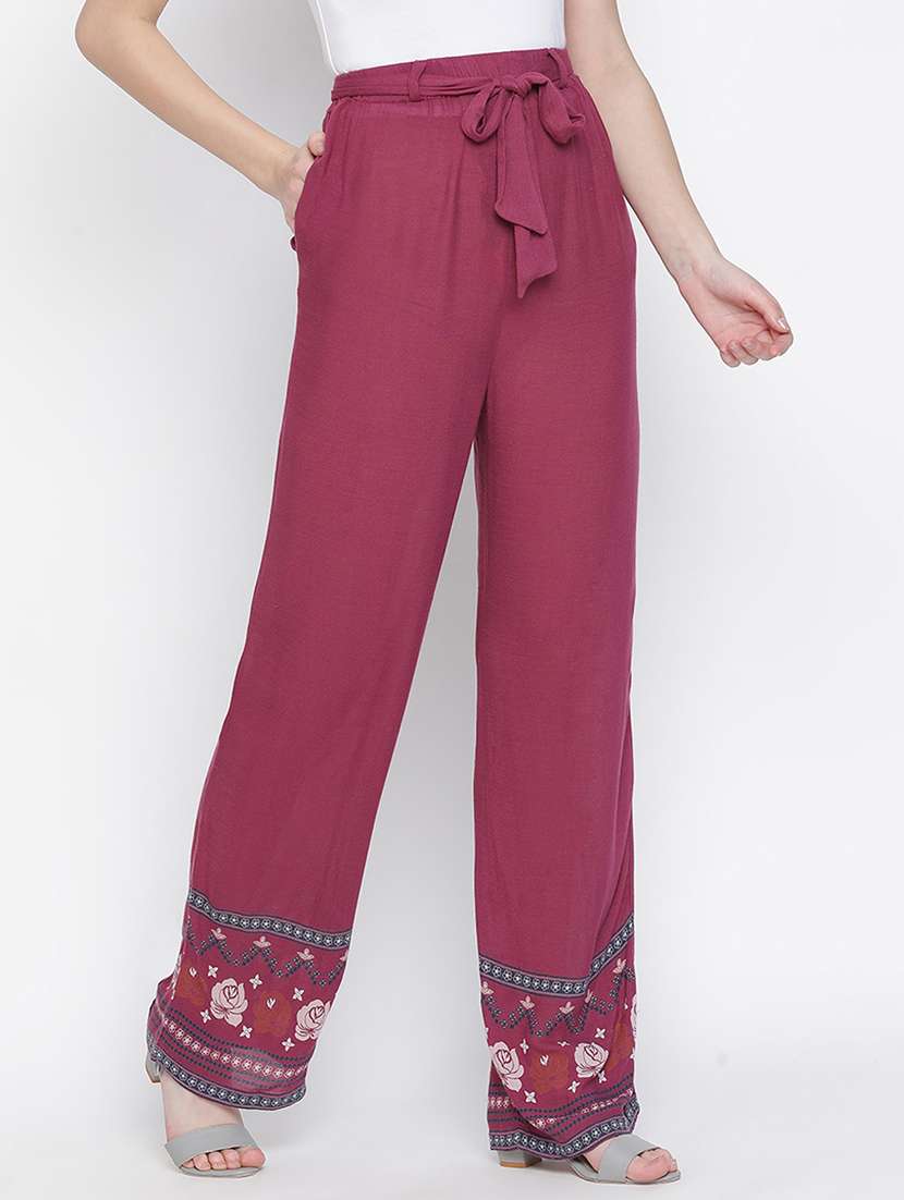 tie front printed hem flat front trouser - 18388376 -  Standard Image - 1