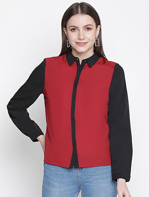 long sleeved color block shirt - 18388422 - Standard Image - 0