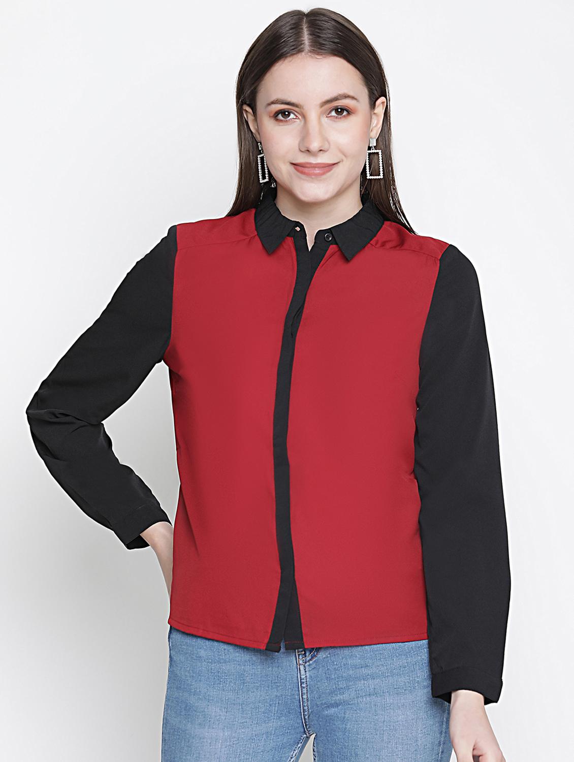 long sleeved color block shirt - 18388422 - Zoom Image - 0