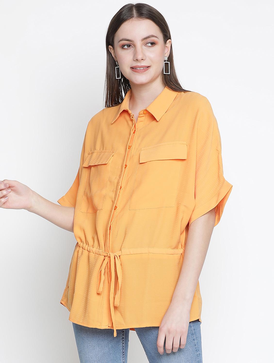 drawstring waist solid shirt - 18388426 -  Zoom Image - 0