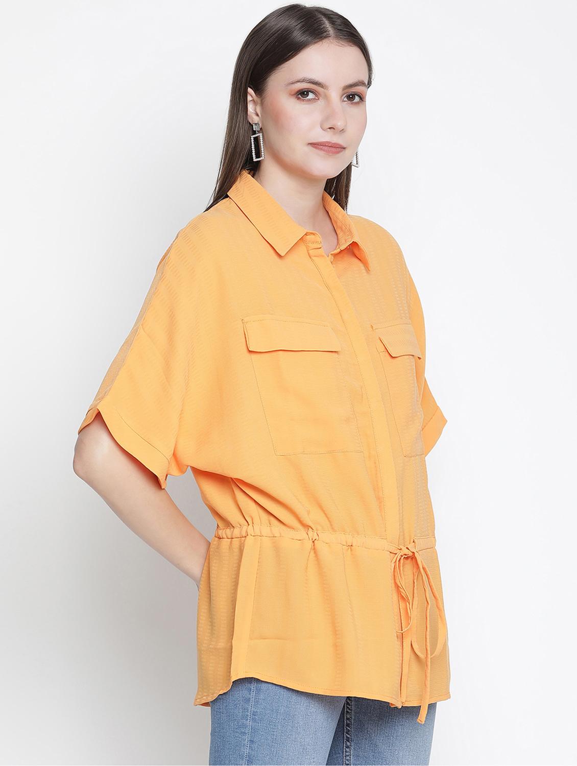 drawstring waist solid shirt - 18388426 -  Standard Image - 1