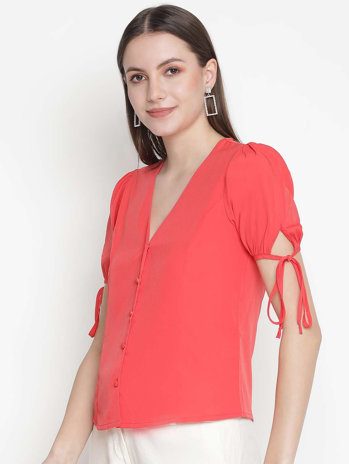 women's straight v neck top - 18388437 -  Standard Image - 1