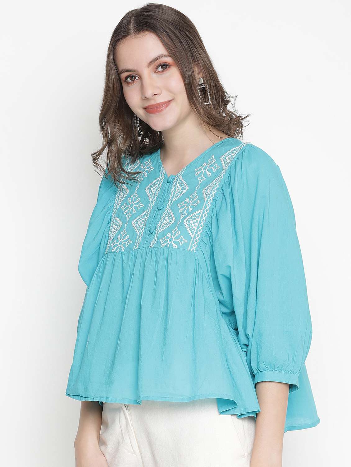 women's a line v neck top - 18388492 -  Standard Image - 1