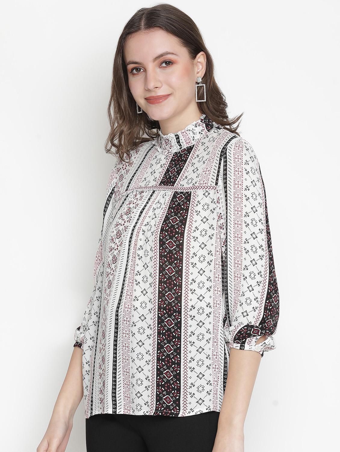mock neck printed top  - 18388497 -  Standard Image - 1