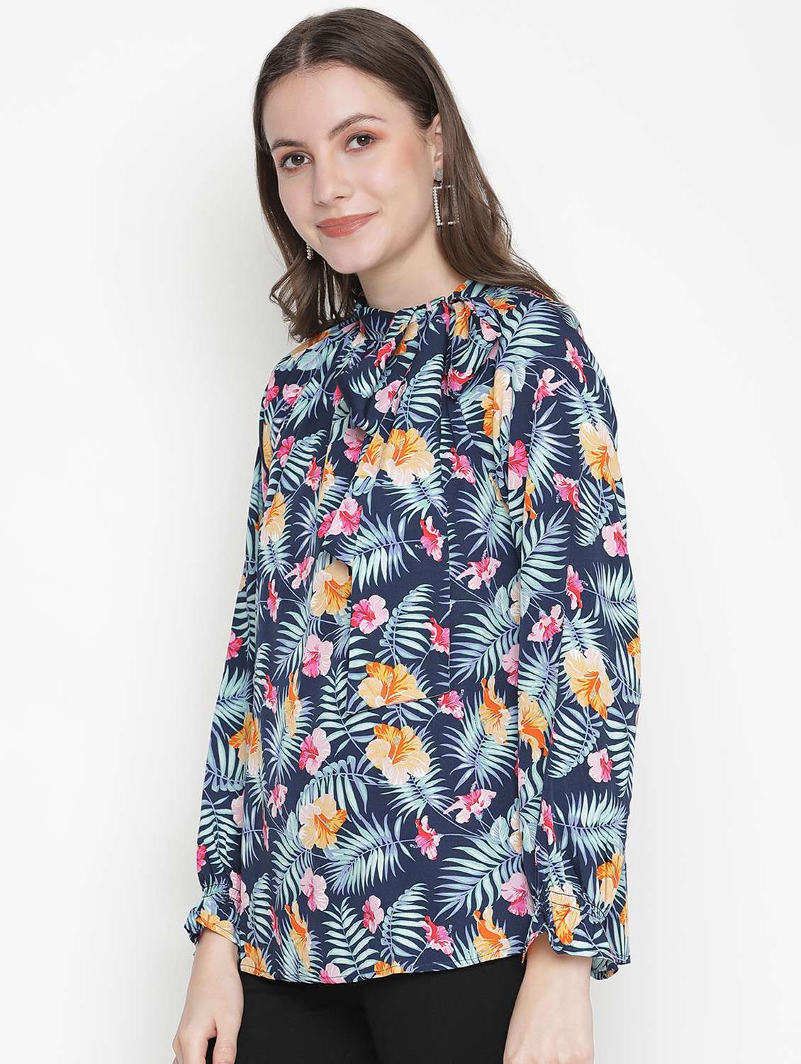 women's straight tie-up neck top - 18388498 -  Standard Image - 1