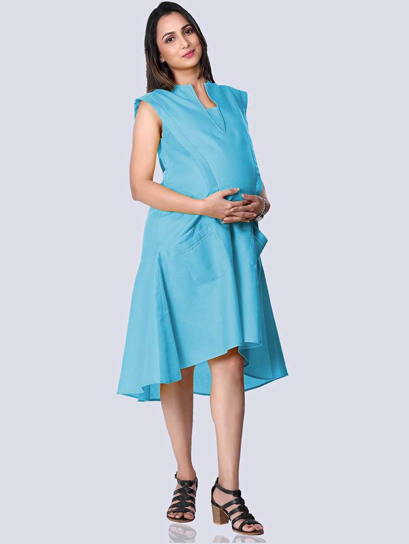 sleeveless solid a-line dress maternity wear dress - 18388700 - Standard Image - 1