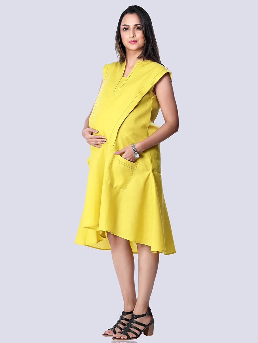 sleeveless solid a-line dress maternity wear dress - 18388701 - Standard Image - 1