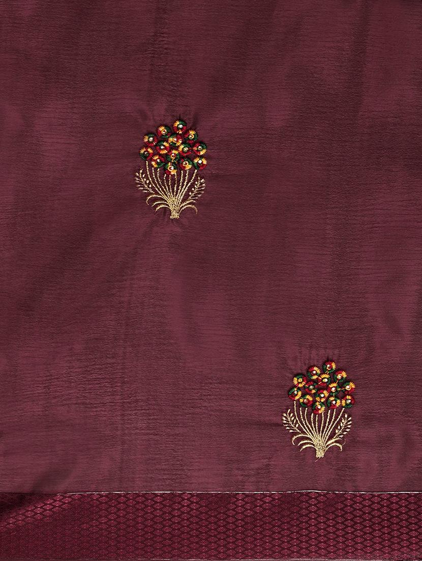 purple chiffon embroidered saree with blouse - 18388702 - Standard Image - 4