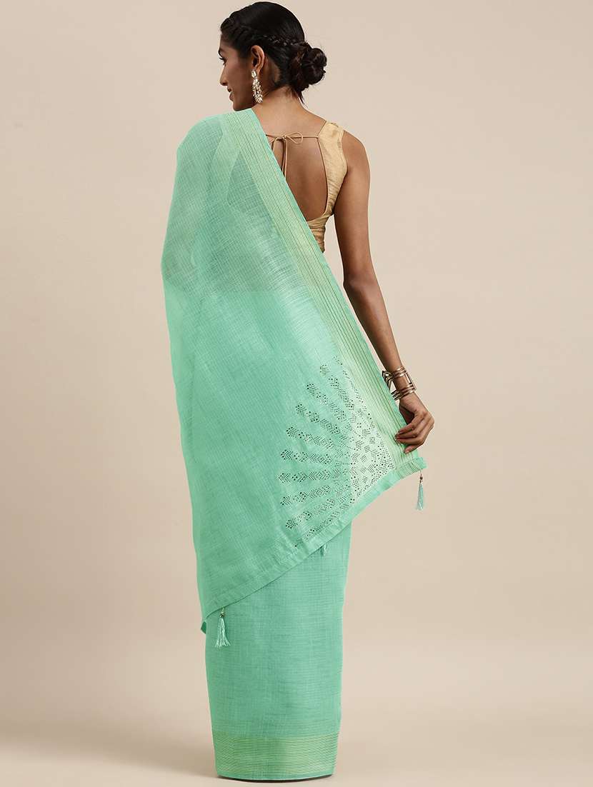 blue cotton silk plain saree - 18389408 -  Standard Image - 1