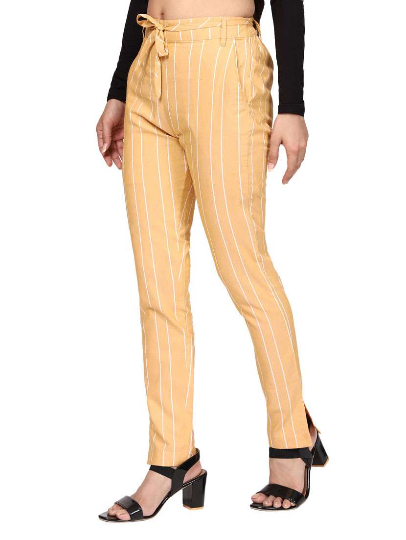 women mid rise striped cigarette pant - 18389611 -  Standard Image - 1