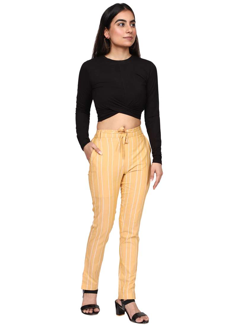 women mid rise striped cigarette pant - 18389611 -  Standard Image - 4