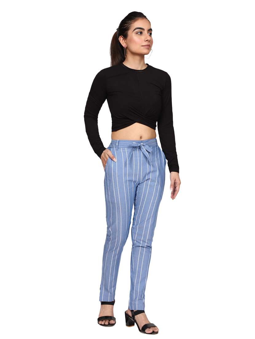 women mid rise striped cigarette pant - 18389613 - Standard Image - 4
