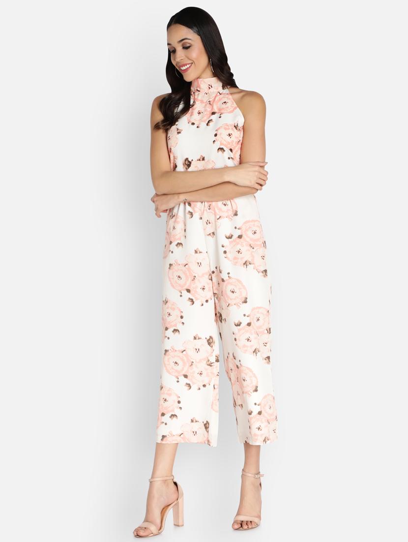 halter neck floral full leg jumpsuit - 18389903 -  Standard Image - 1