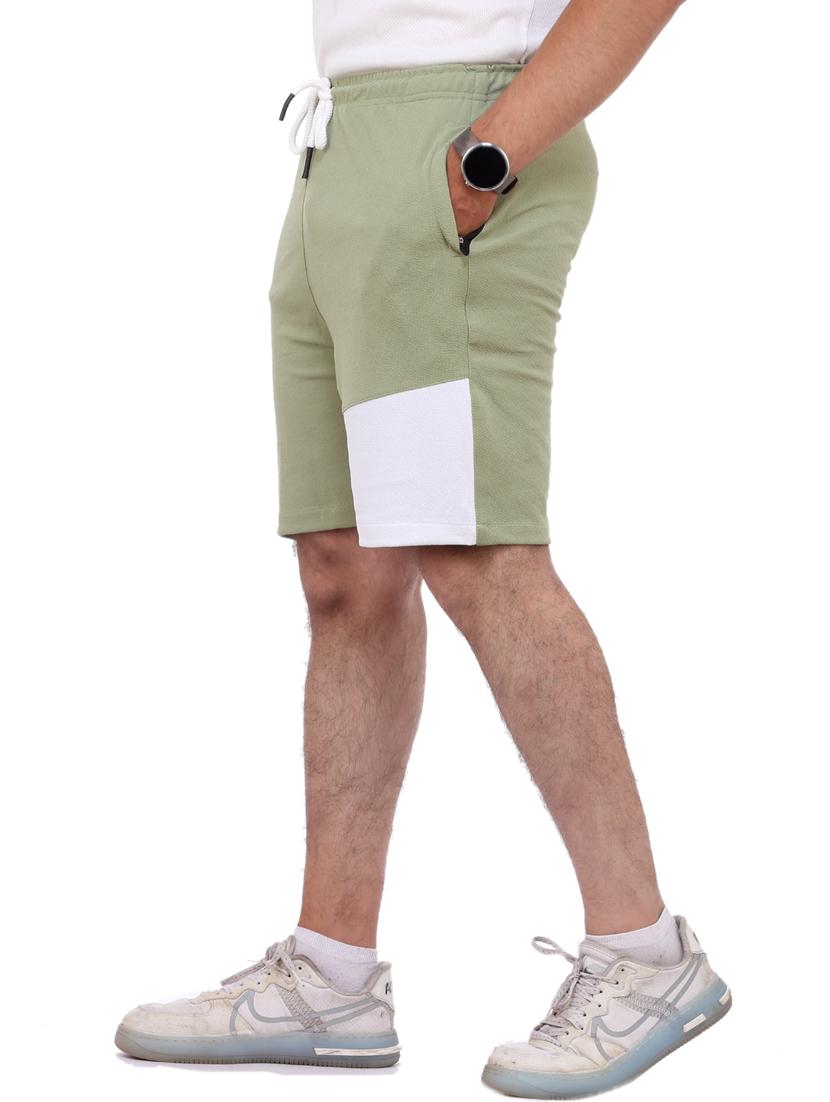green color-blocked short - 18389911 -  Standard Image - 1