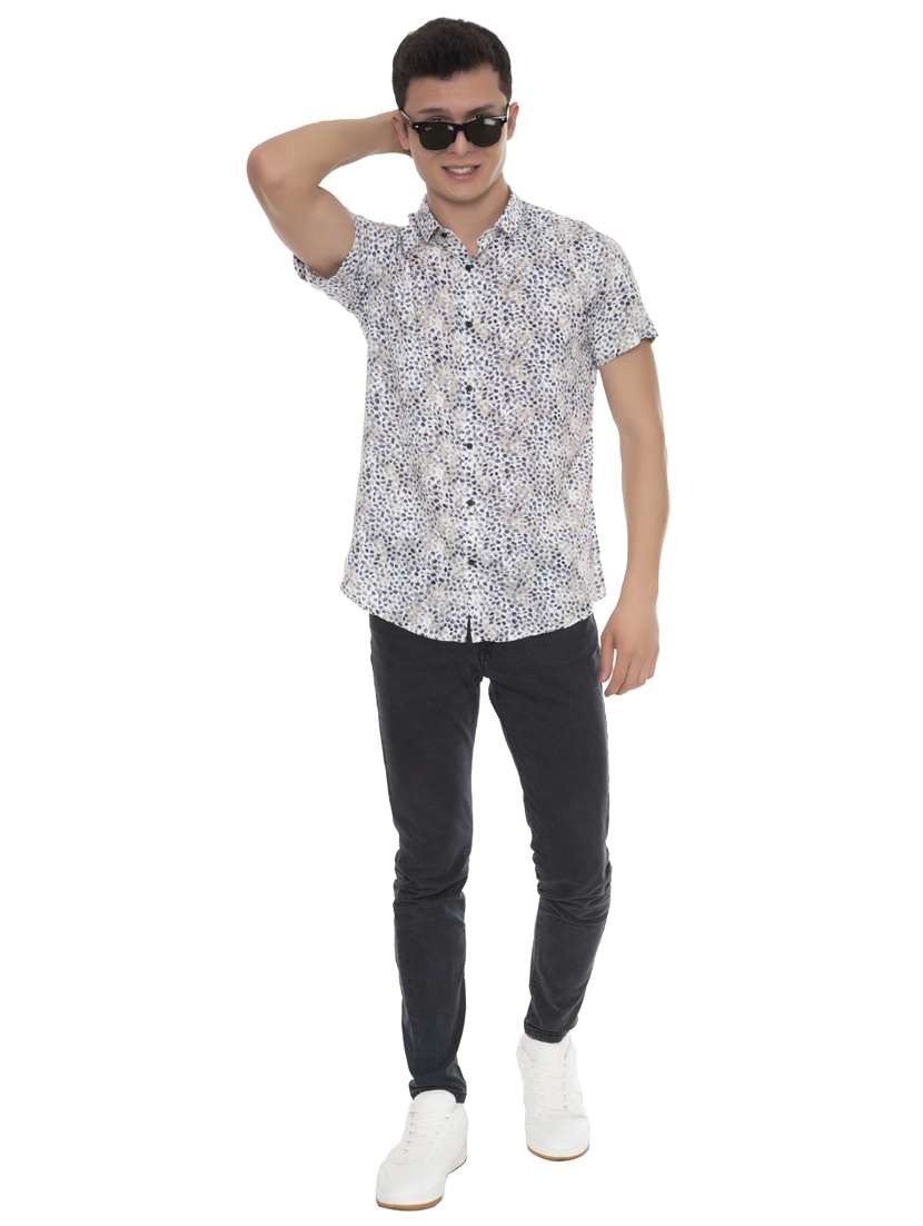 white printed casual shirt - 18389918 -  Standard Image - 4