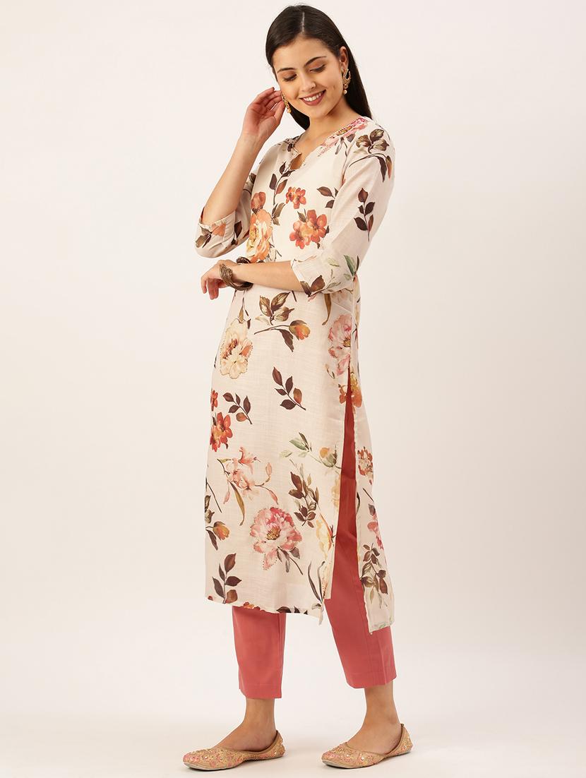 women three quarter sleeve kurta pant with dupatta set - 18390261 - Standard Image - 1