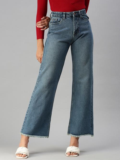 women's plain wide leg jeans - 18390282 - Standard Image - 0