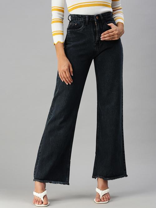 women's plain wide leg jeans - 18390284 - Standard Image - 0
