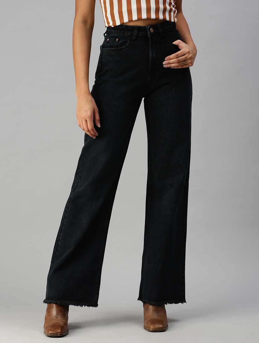 women's plain straight fit jeans