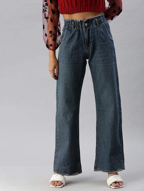 women's plain wide leg jeans - 18390301 -  Standard Image - 0