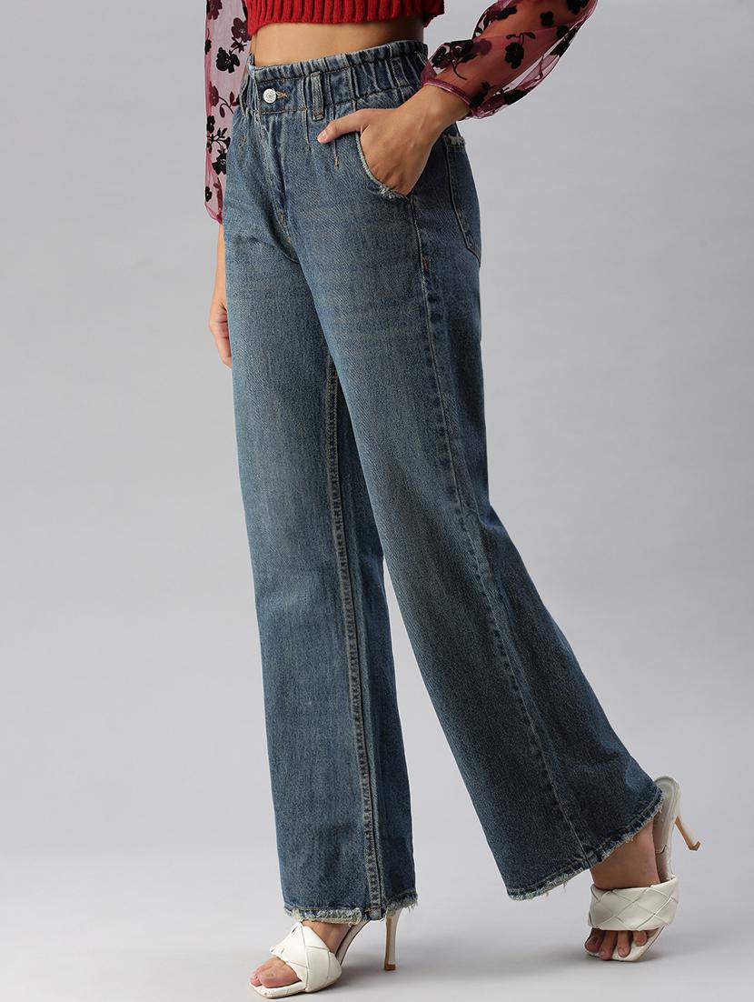 women's plain wide leg jeans - 18390301 -  Standard Image - 1