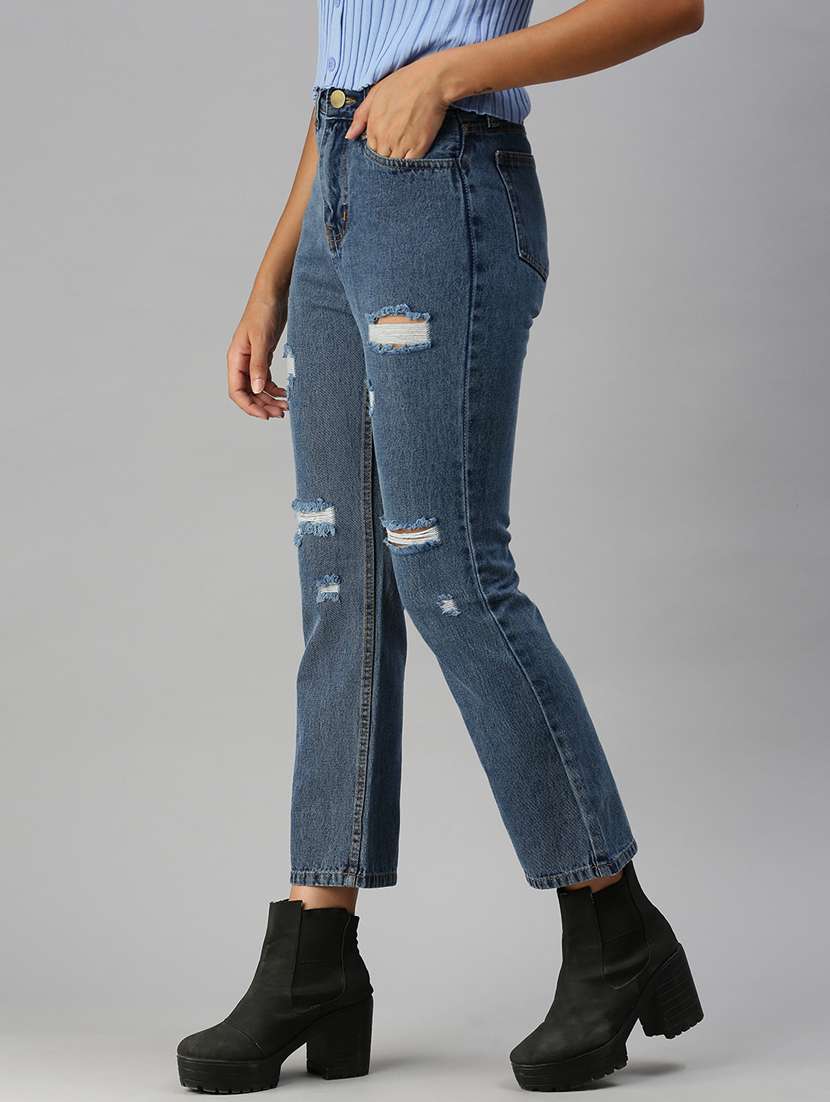 women's distress slim fit jeans - 18390302 -  Standard Image - 1