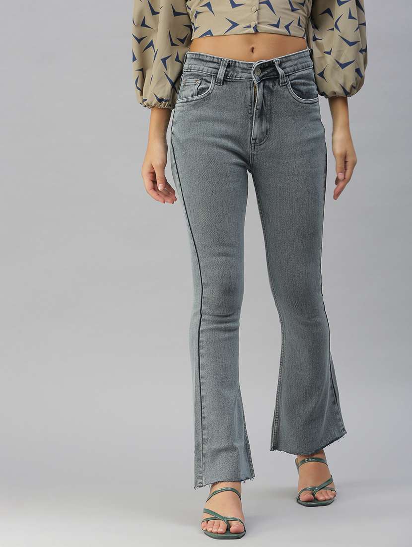 high rise stone wash jean