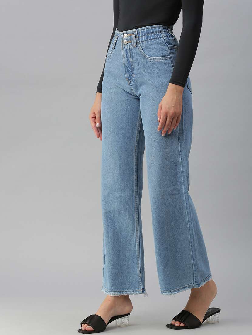 women's plain wide leg jeans - 18390318 - Standard Image - 1