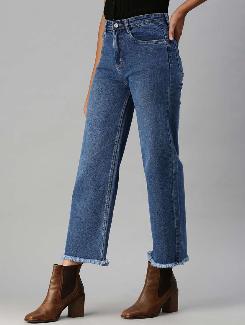 women's plain straight fit jeans - 18390341 - Standard Image - 1