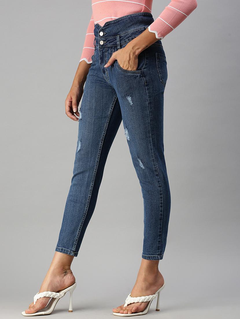 high rise distress jean - 18390343 -  Standard Image - 1