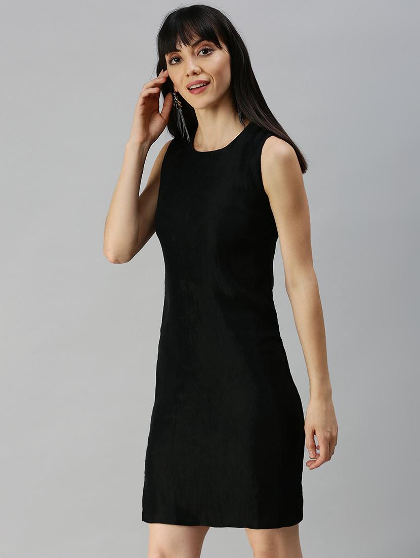 sleeveless solid sheath dress - 18390398 - Standard Image - 1